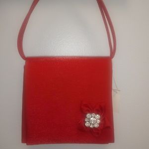 Red Embellished Evening Handbag